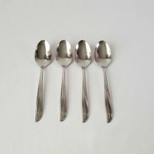 Vintage Oneida Twin Star Teaspoons Flatware Community Stainless Set 4 Atomic MCM